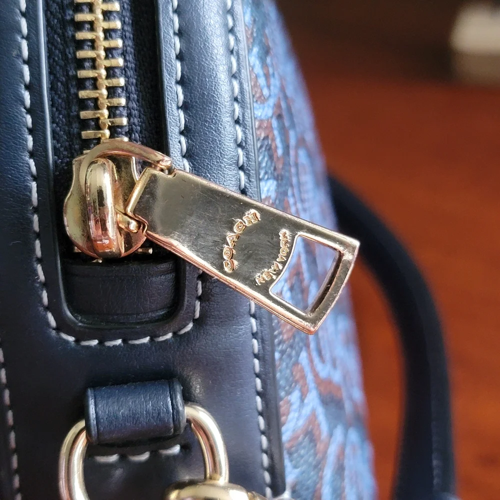 Coach CF343 Madi Dome Monogram Blue Coated Canvas Crossbody Bag